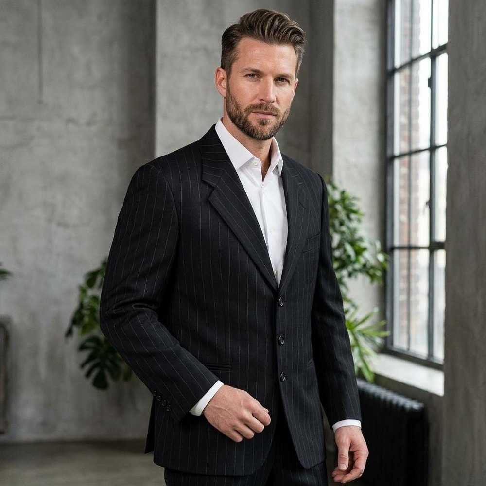 Ermenegildo Zegna Sport Coat Pinstripe Wool Emporio Limani Blazer Men's Size 44R